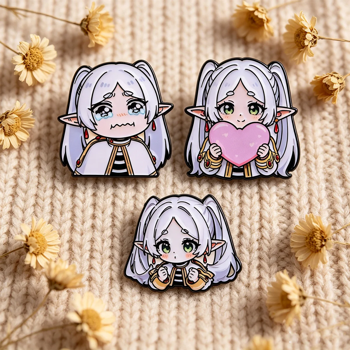 3-teiliges Set niedlicher Elfen-Emaille-Anstecker, Manga-Anime-Broschen für Rucksäcke, Hüte, Reversnadeln, Abzeichen für Fans, Geschenke, Cosplay-Accessoires – Detail 3