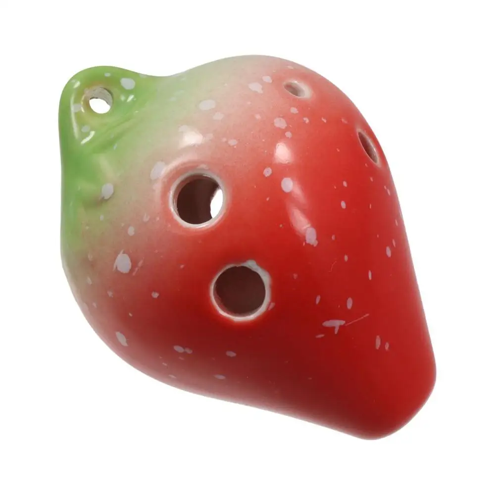 Cute Strawberry Shaped Ocarina C Tone Gradient Color 6 Holes Ceramic Ocarina Portable Creative Kids Musical Instruments Toy