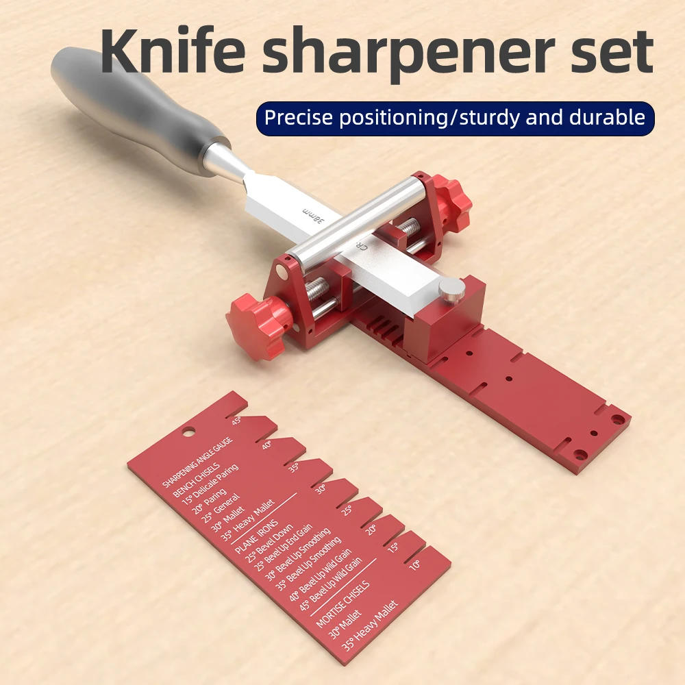 Chisel Sharpening Jig Wood Honing Guide for Chisels and Planes Width 0.12 to 2.9In with Sharpening Angle Fixture Angle Gauge