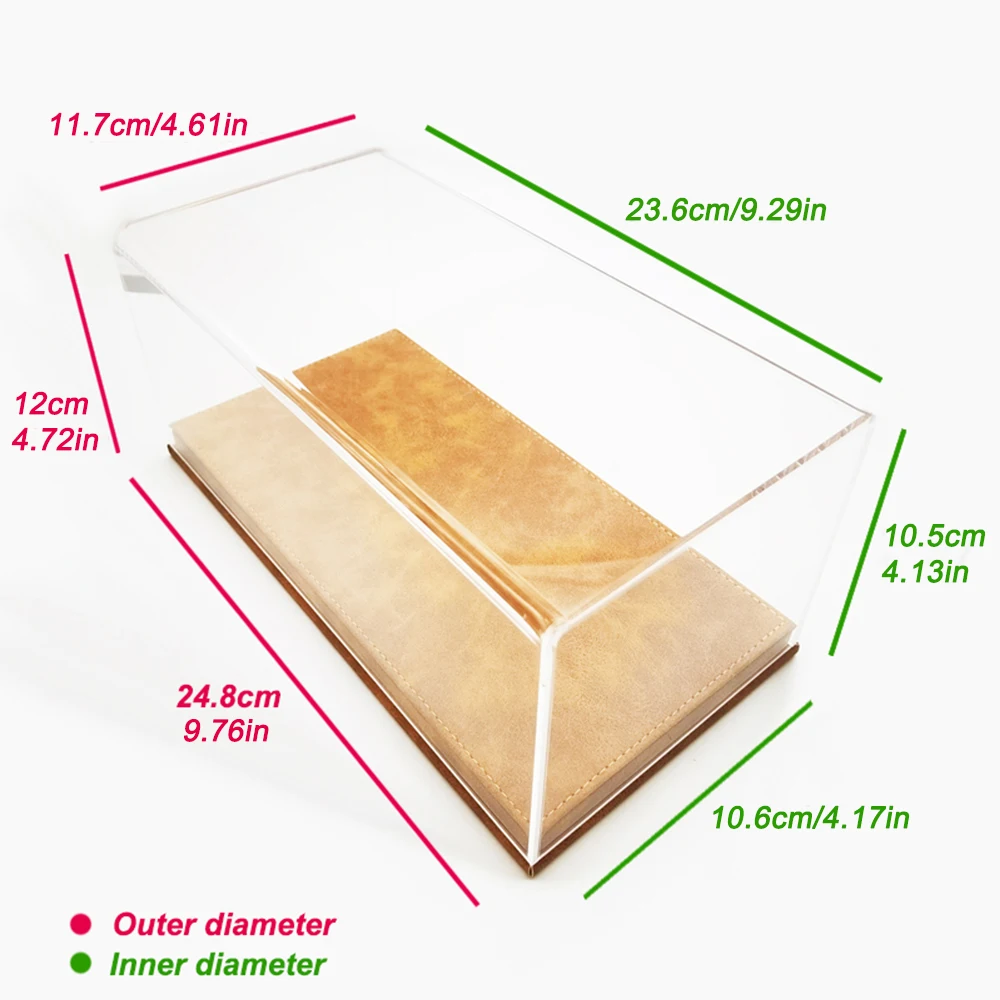 1/24 Model Car Display Box Exquisite Luxury Handmade Acrylic Storage Box High-grade Leather Flannelette Base