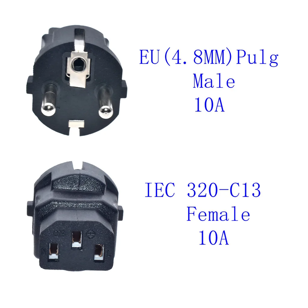 EU AC Power Cord adapter converter EU to IEC320 C13 Plug Adapter 3-Prong EU Plug to C13 Port converter connector plug