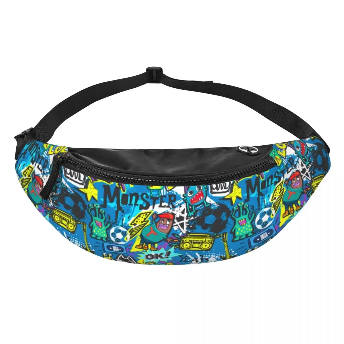 Custom Grunge Elements Spray Paint Ink Electro Fanny Pack for Cycling Camping Graffiti Art Crossbody Waist Bag Phone Money Pouch