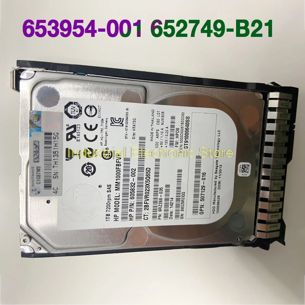 1TB For HP 653954-001 652749-B21 SAS 7.2K 2.5 G8 G9 Server Hard Disk