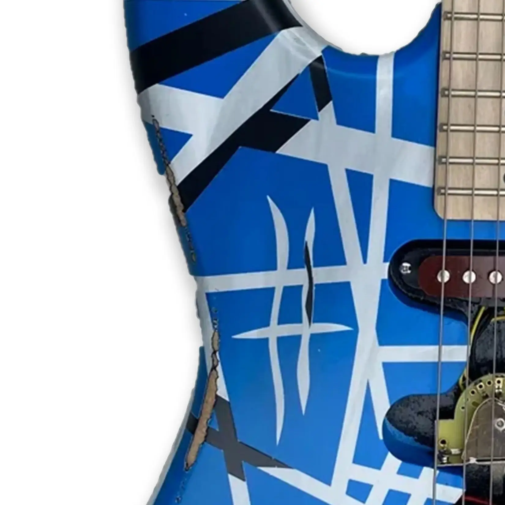 Heavy Relic Edward Van Halen Blue STa Electric Guitar Black White Stripes,bass Body, Maple Neck Custom Shop