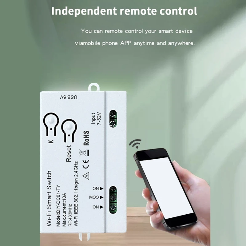 Smart Switch Plastic Tuya Wifi DIY Timer+Remote 1CH 7-32V USB 5V 2.4G Wifi Smartlife Home Automation Module For Alexa IFTT