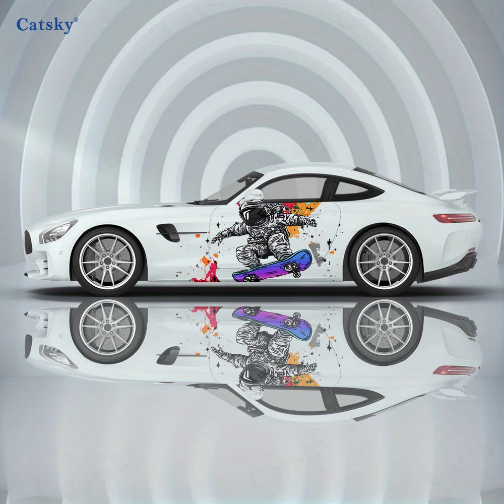 

Astronaut Skateboarding Car Vinyl Wraps Decal Self-adhesive PVC Sticker Suitable for Trucks SUV Decoration Auto Accessories Gift