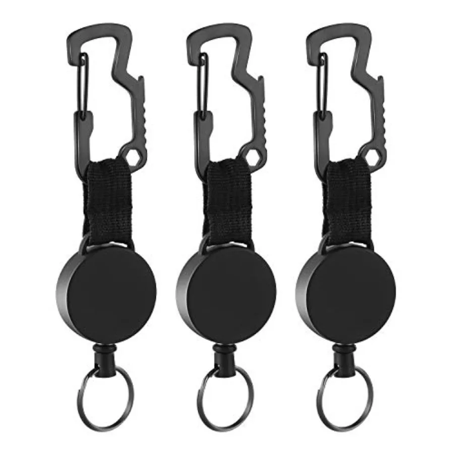 Retractable Key Chain Key-Rings - Heavy Duty Key Holder Belt Clip with Multitool Carabiner, Keychain Lanyard Badge Reels Pack o