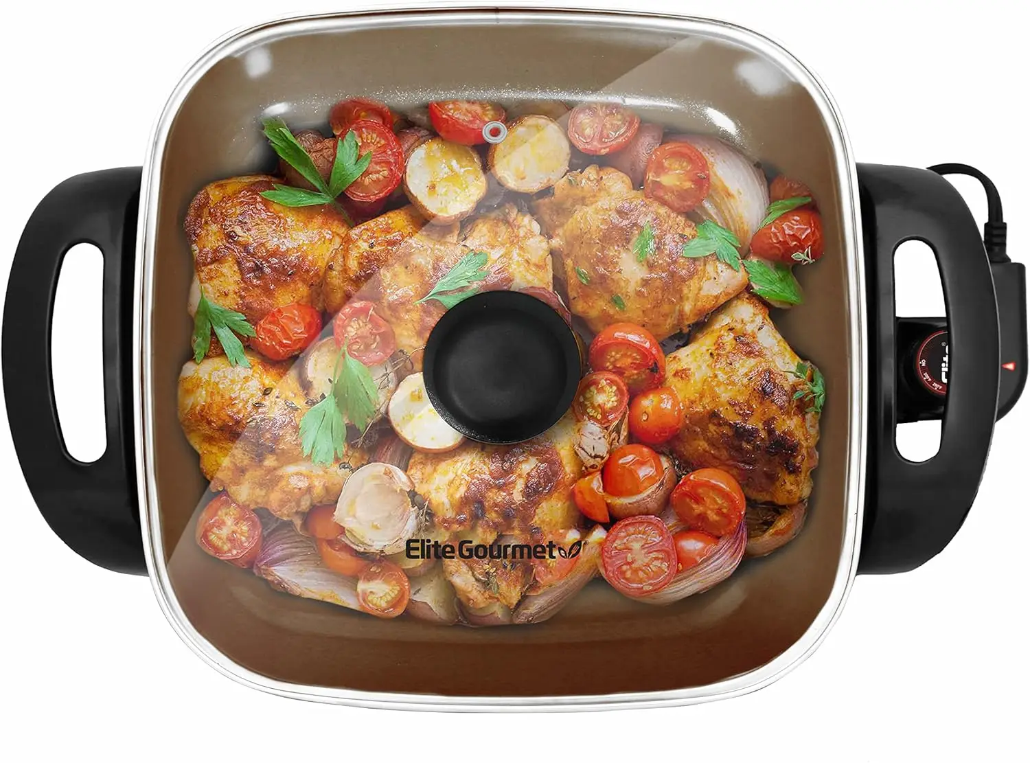 

EG3033 12'x12'x2.35” Healthy Ceramic with Titanium Coated Scratch Resistant Electric Skillet, Dishwasher Safe, Rapid Heat Up