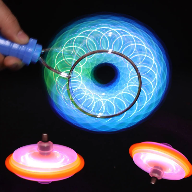 Magnetic Spinning Top Colorful Luminous Gyroscope LED Lights Show Fun Sports Toys Rotating Handle Child Classic Toy Gifts