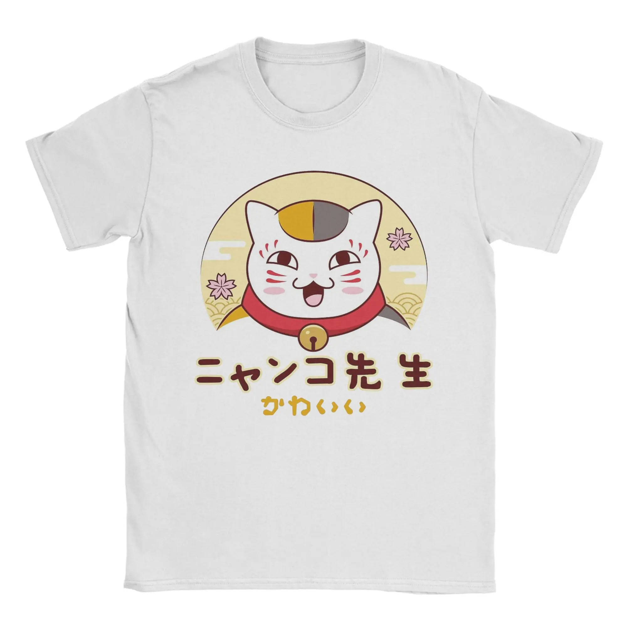 Men's Nyanko Sensei Neko Natsumes Book Of Friends T Shirts Anime Pure Cotton Clothing Vintage Tee Shirt Birthday Gift T-Shirts