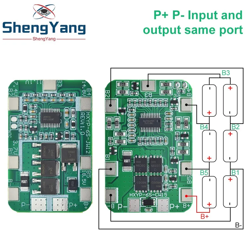 TZT 6S 22.2V 25.2V 14A 20A 18650 Li-ion Lithium Battery Charger Protection Board with Balanced PCB BMS 6 Pack Cells Module