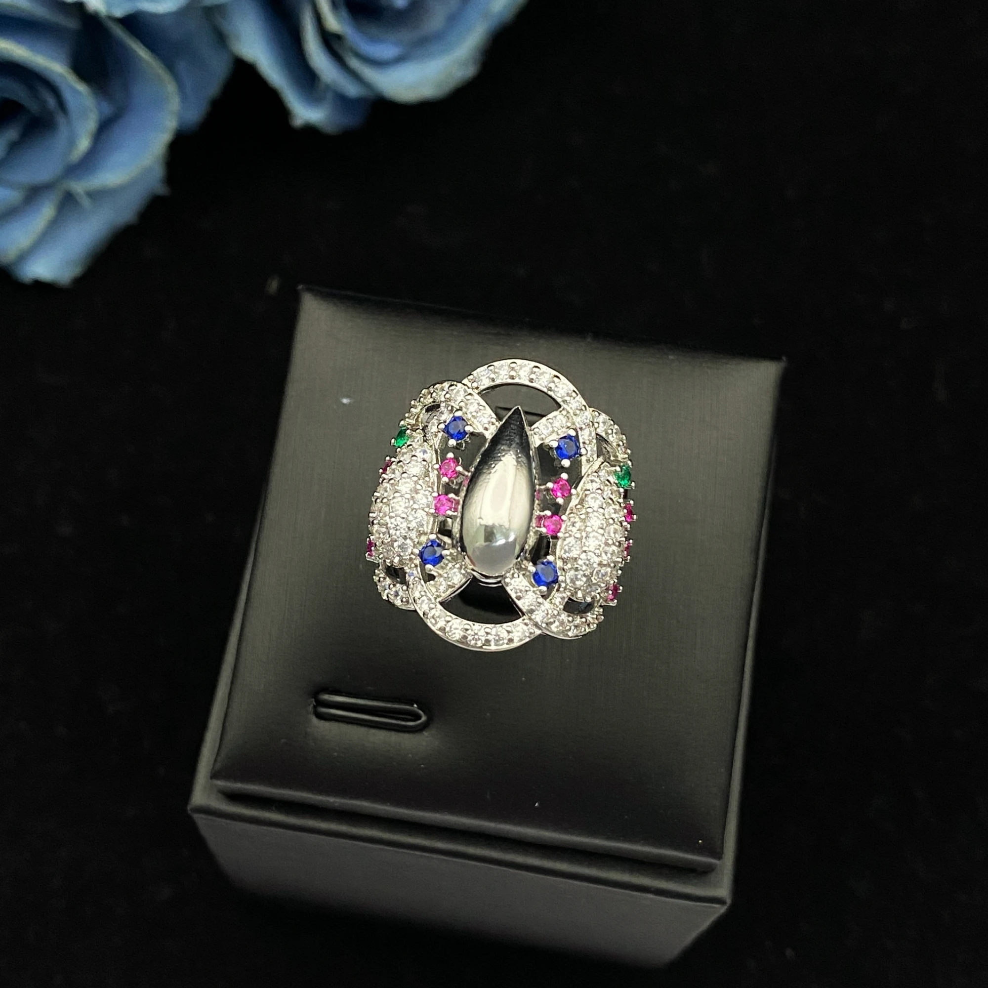 JRH Value 4Pcs Set Luxury Gold Plated Cubic Zirconia Jewelry Shining Bracelet Ring Earrings Necklace Combo for Women Banquet