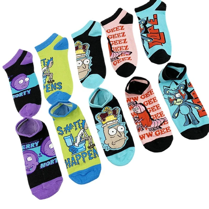 Anime Rick Woman Sock Cartoon Lolita for Women Socks Kawaii Fashion Retro Sweet Asaguchi Boat Sox Cotton Spring Summer Sokken