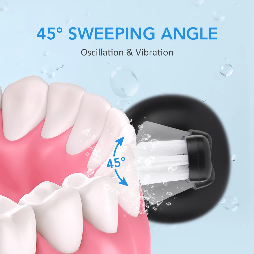 Escova de Dentes Elétrica para Adultos 45 °   Varredura vibração rotativa 5 modos de limpeza profunda escova de dentes sem fio com 4 cabeças ferramenta de cuidados orais