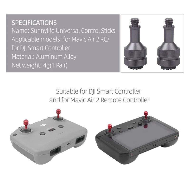 عصا التحكم المعدنية RC-N1/N2 التحكم عن بعد الإبهام الروك ل Mini 4/3pro /Mavic 3 / Air 2/Air 3 /Air 2S / Mini 2 ملحقات طائرة بدون طيار