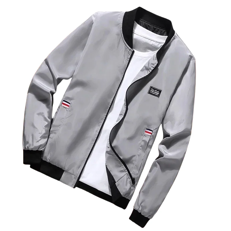 

Мужская деловая, ветрозащитная, модная и повседневная, с карманом на молнии, тренд для путешествий, универсальная однотонная куртка, уличная куртка