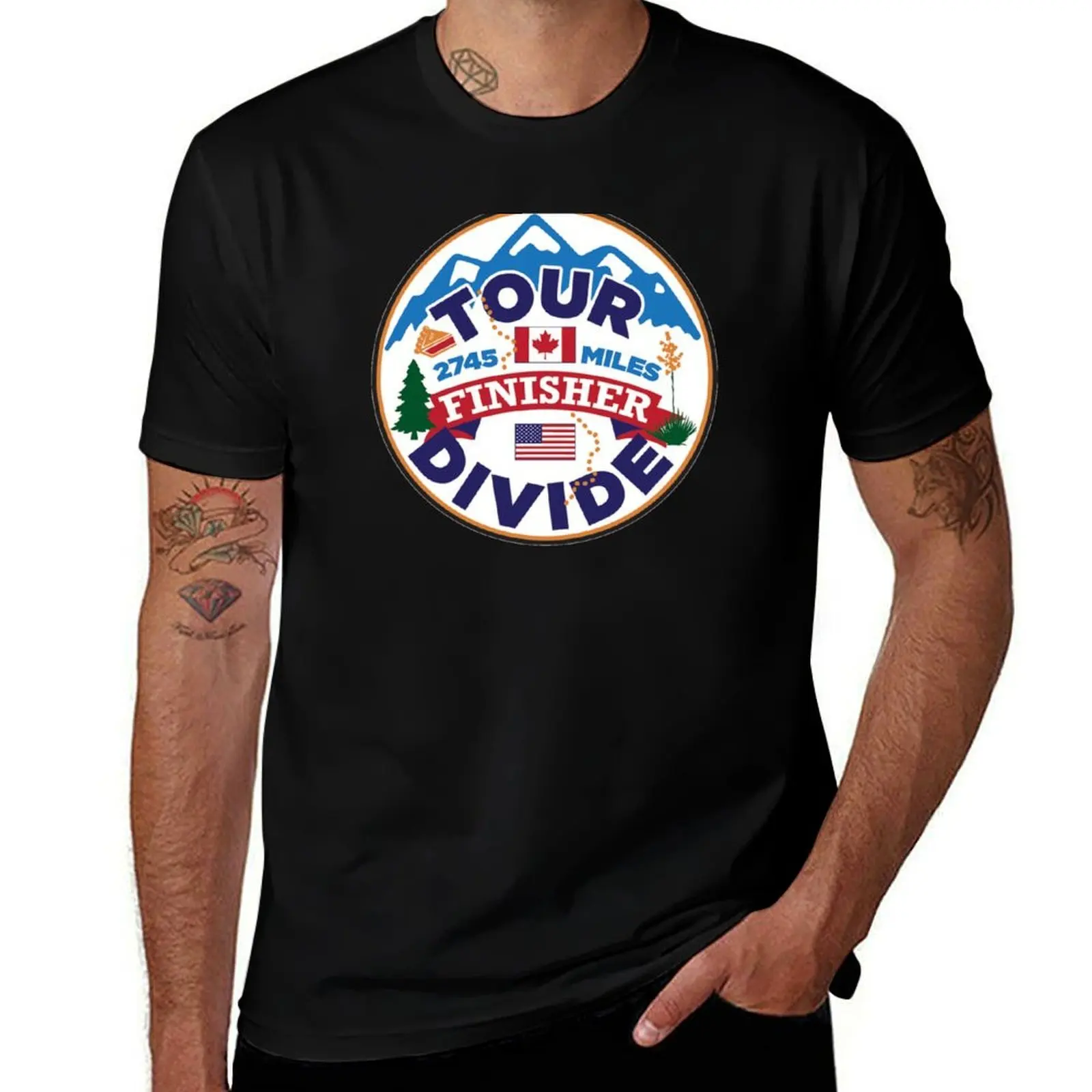 Tour Divide Finisher Emblem T-Shirt Large Size Casual Tee Shirt