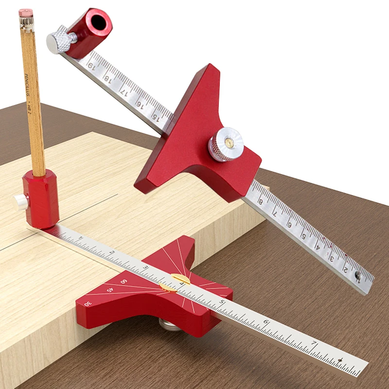 Precision Linear Multi-angle Scriber Marking Gauge  Parallel Line Drawing Height Measuring Ruler Woodworking Mark Scraper