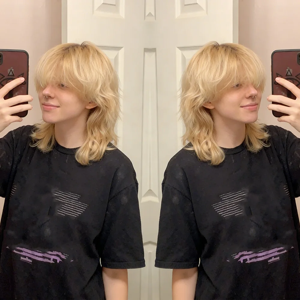 

Men's Real Hair Wig 100% Human Hair With Bangs 613 Blonde Short Pixie Cut Wig Short Human Hair Full Machine Wig