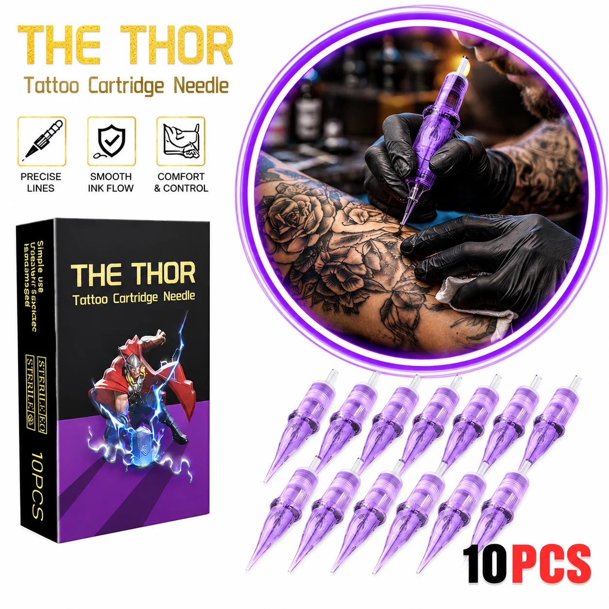 10PCS Tattoo Cartridge Needles Disposable Sterile Transparent Cartridges Individually Packed for Tattoo Pen Machine