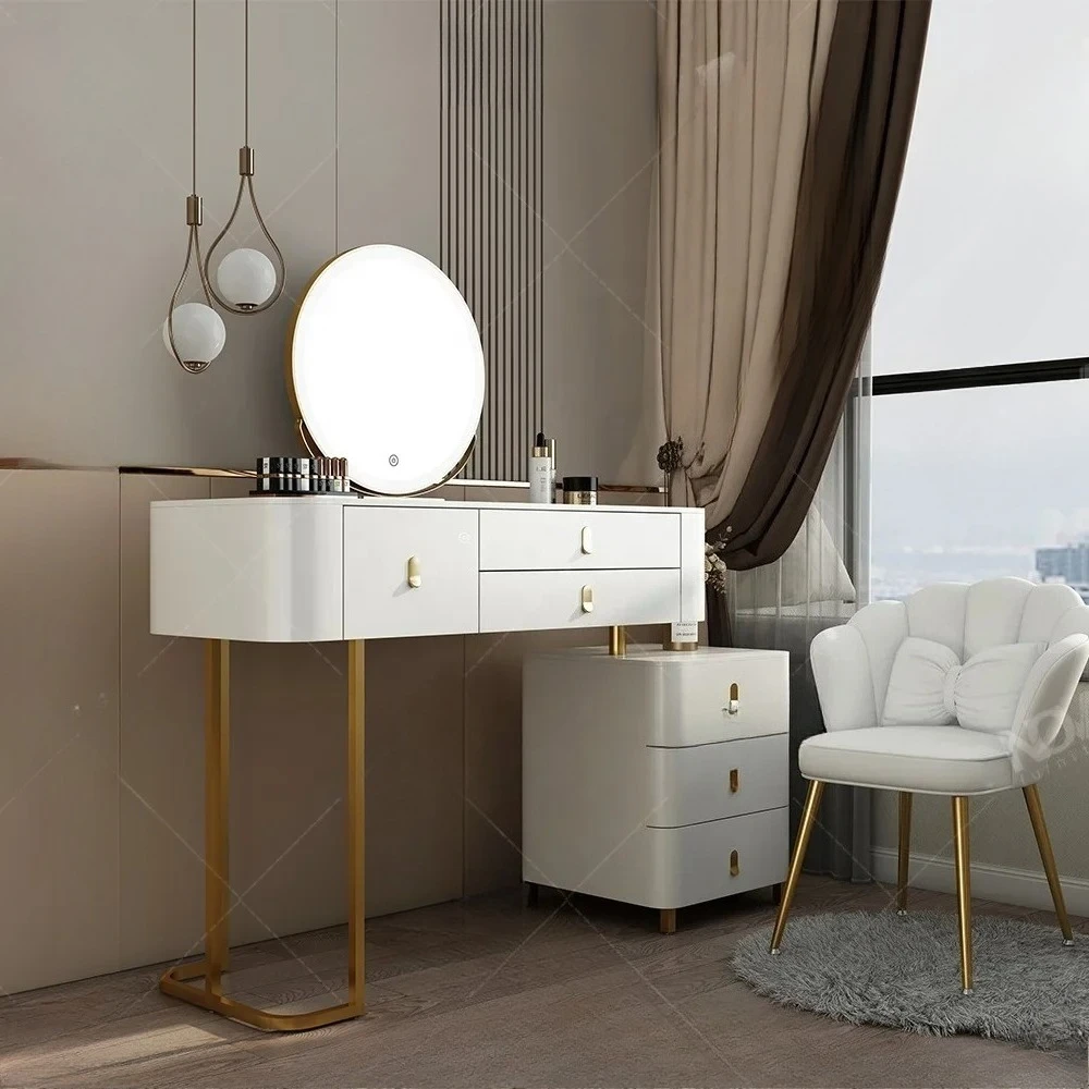 #White Light Luxury Nordic Bedroom Vanity makeup Table Organizer Smart Dressing Table With Wireless Charging - view 3