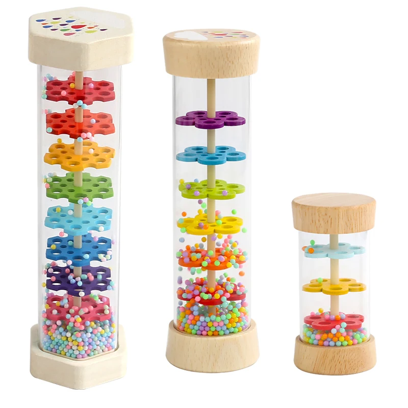 Baby Rain Stick Montessori Toys for Kids gift Rainbow Hourglass Music Rattle Baby Educational Toy Rainmaker Montessori Sensory