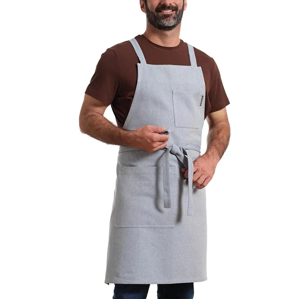 

Фартук повара с карманами | Удобный, универсальный размер | Фартуки с регулируемыми лямками на спине из переработанных материалов для женщин и мужчин