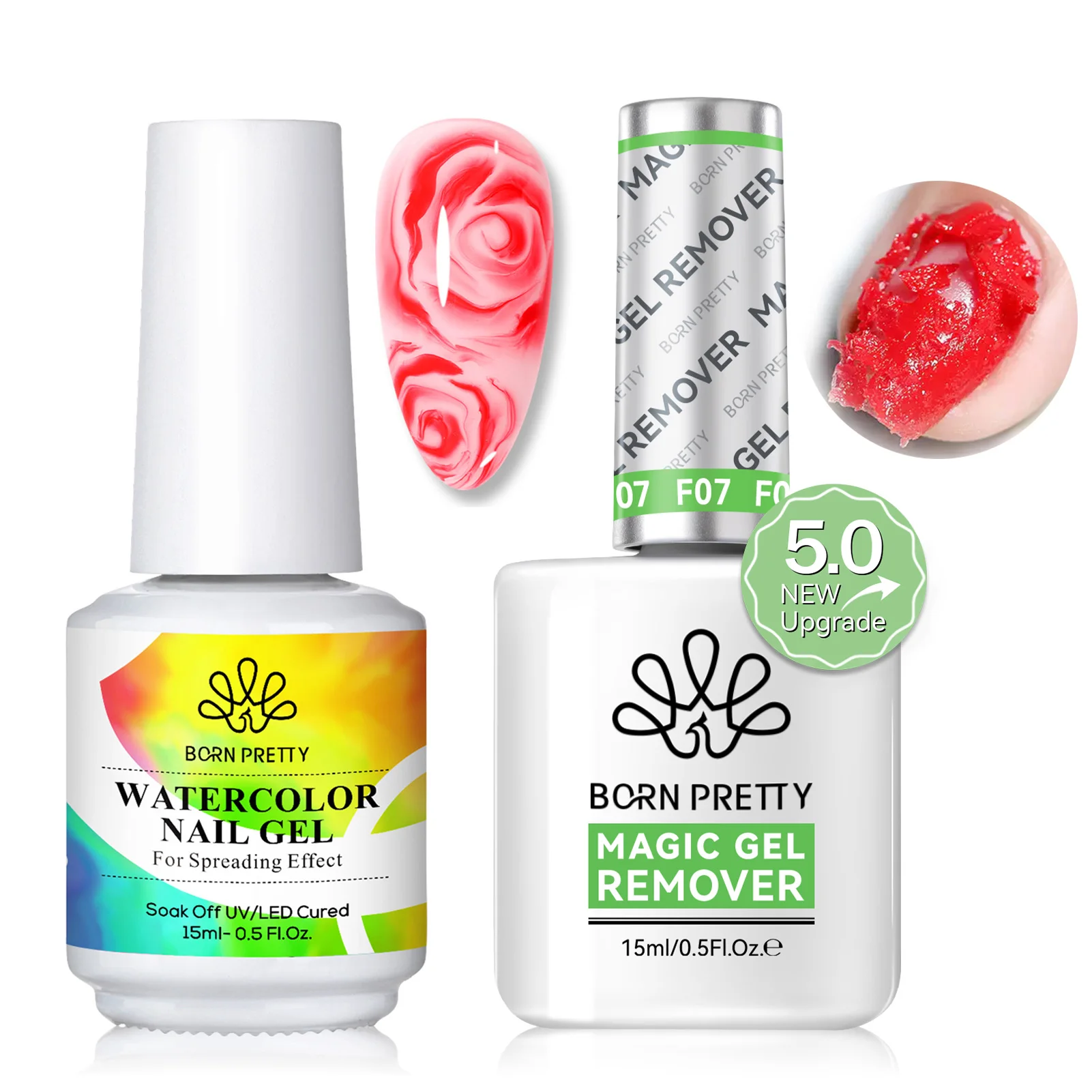 BORN PRETTY Magic Remover เจลเล็บชุด Bulider เจล Cuticle Oil ได้เร็วขึ้นทําความสะอาดเล็บไฟล์บัฟเฟอร์ปลอดภัยเล็บเครื่องมือ 15ml