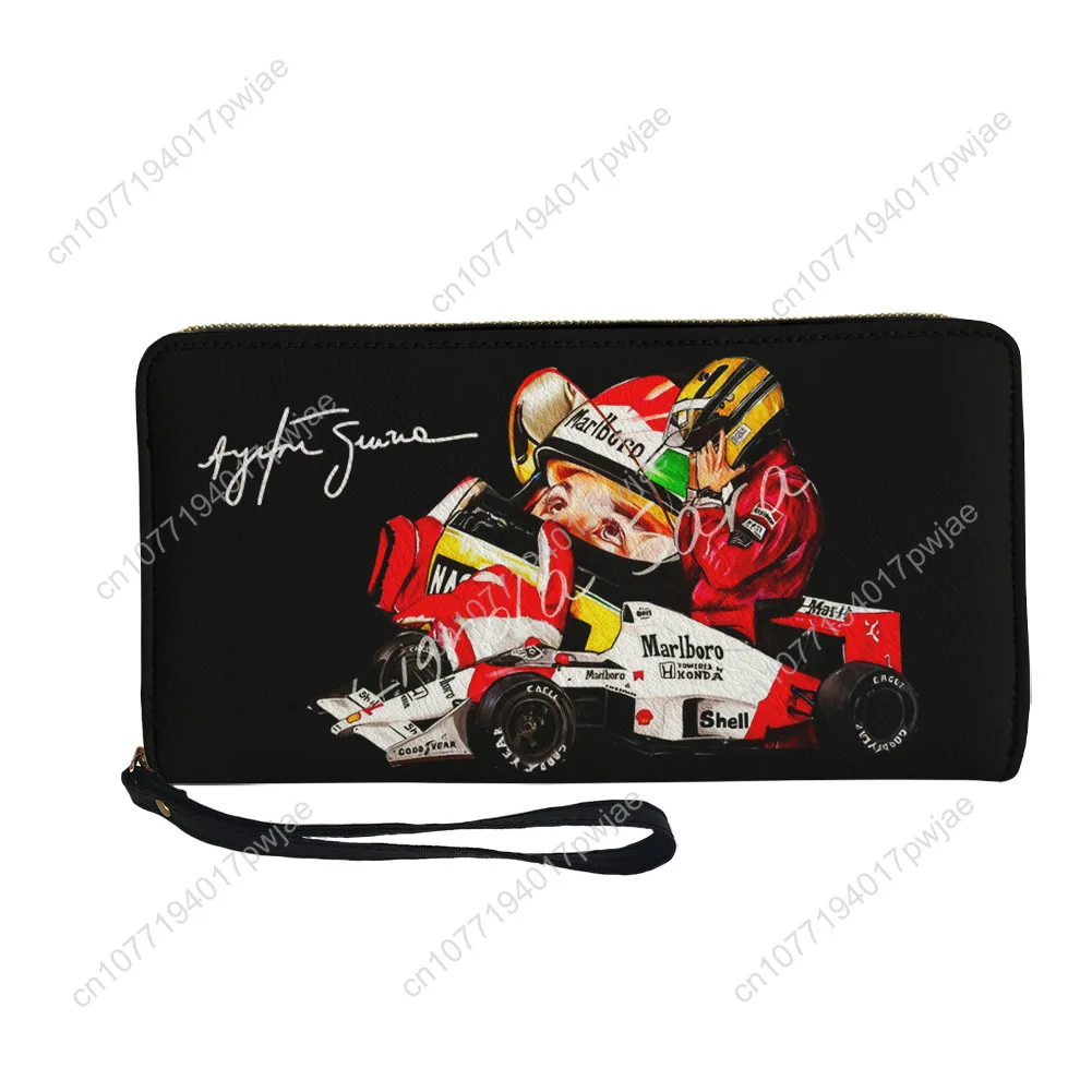 Ayrton Senna Racing Graphics Custom Wallet Purse Sprunki Mens Womens Zipper Long Wallets Double Print Portable Wallet Gift Bag