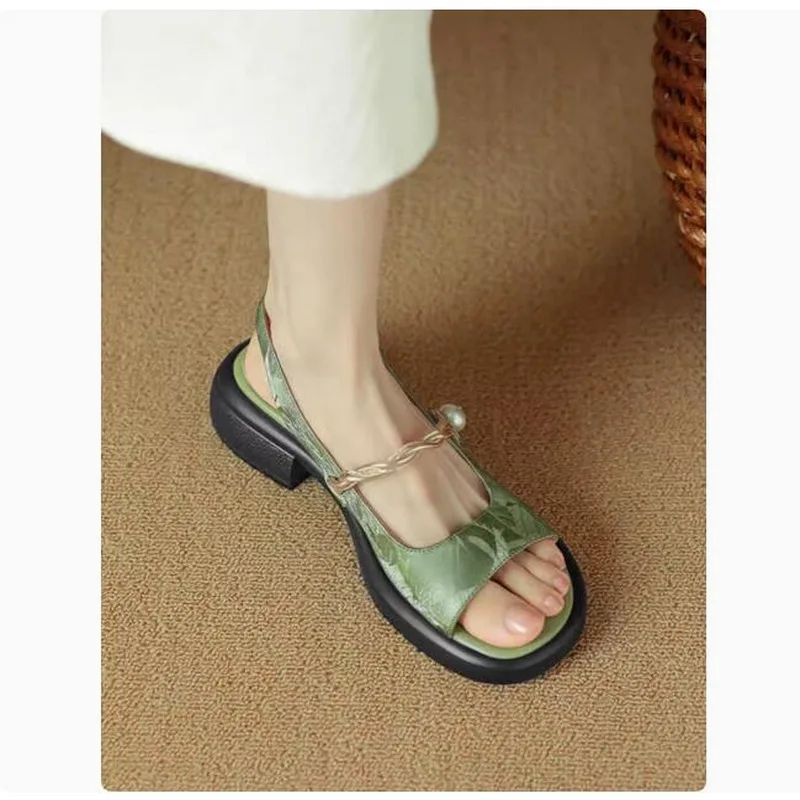 2024 New Summer Women Shoes Open Toe Sandals Genuine Leather Casual Gladiator Sandals Low Heel soft soles not tired feet Shoes R