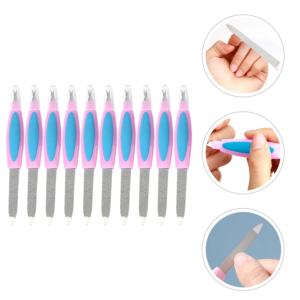 10 قطعة مجموعة ملفات مزدوجة الأطراف أدوات مانيكير وباديكير مزدوجة الجوانب لتشكيل تنعيم تلميع إزالة الجلد الميت أظافر قابلة لإعادة الاستخدام #2
