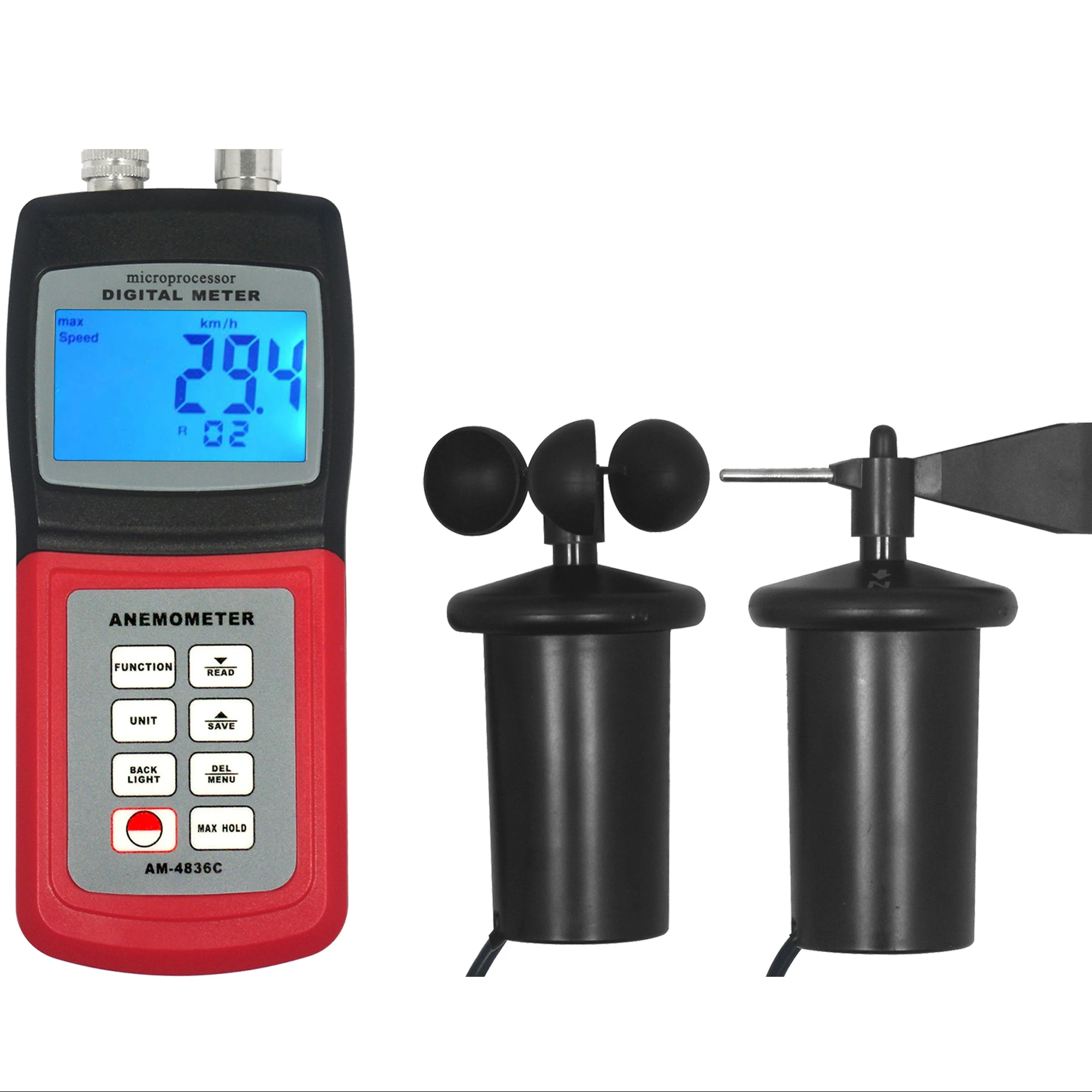 Digital Anemometer 3 Cup Wind Speed Meter Device AM4836C