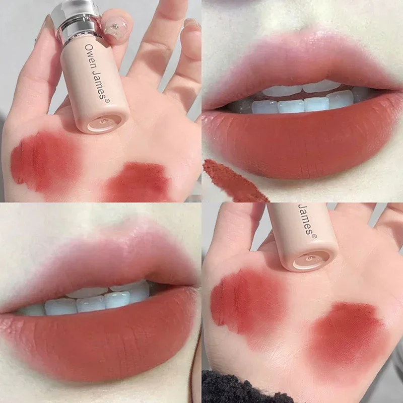 Heallor 6 Colors Cute Matte Lipgloss Velvet Lip Gloss Non-stick Cup Korean Lip Makeup Tint Long Lasting Waterproof Lipstick Cosm