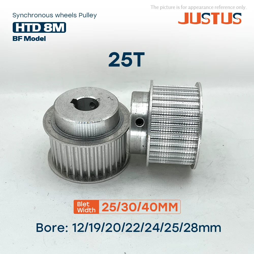 

HTD 8M 25T Synchronous wheelsBore 8-30mm Teeth Pitch 8 mm Slot Width 27/32/42 mm For 25/30/40 mm 8M Timing Pulley Belt