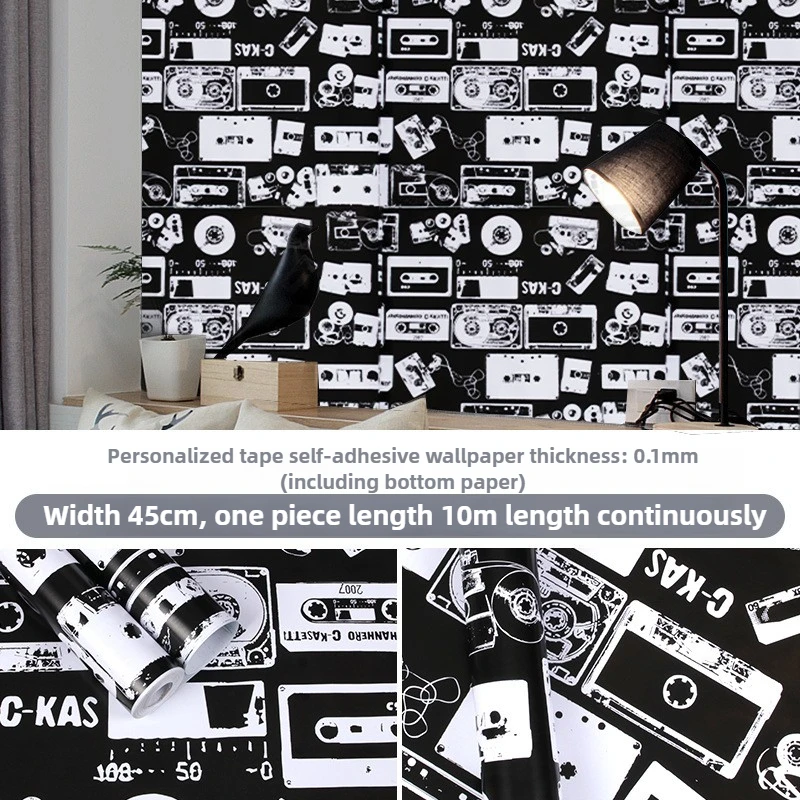 Black White Alphabet Adhesive Wall Wallpaper,Educational Self-Stick Removable for Dorm Desk Partition,Room Cabinet Renewal