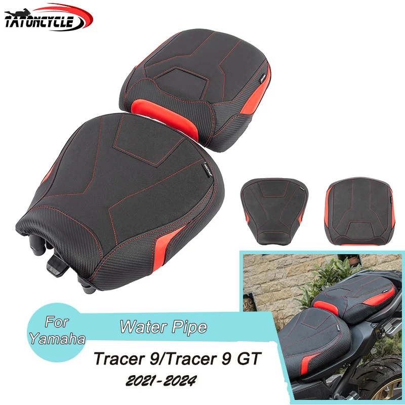 Motorcycle Seat Cushion for Yamaha Tracer 9 GT 2021 2022 2023 2024  Driver Passenger pad  Front Rear Thicken Leather Seat Cover