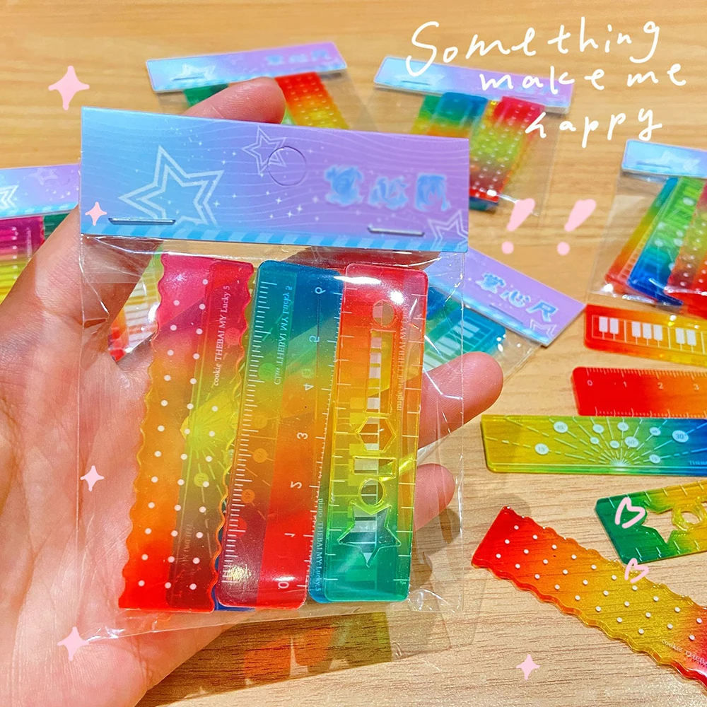 5 Pcs Colorful Gradient Palm Ruler, Satisfactory Mini Ruler, Handbag Pocket Ruler