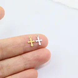 20/100pcs 12*8mm Wholesale StainlessSteel Mini Cross Dangling Charms DIY Anklets Earrings Bracelets Vacuum Plate 2 Colors