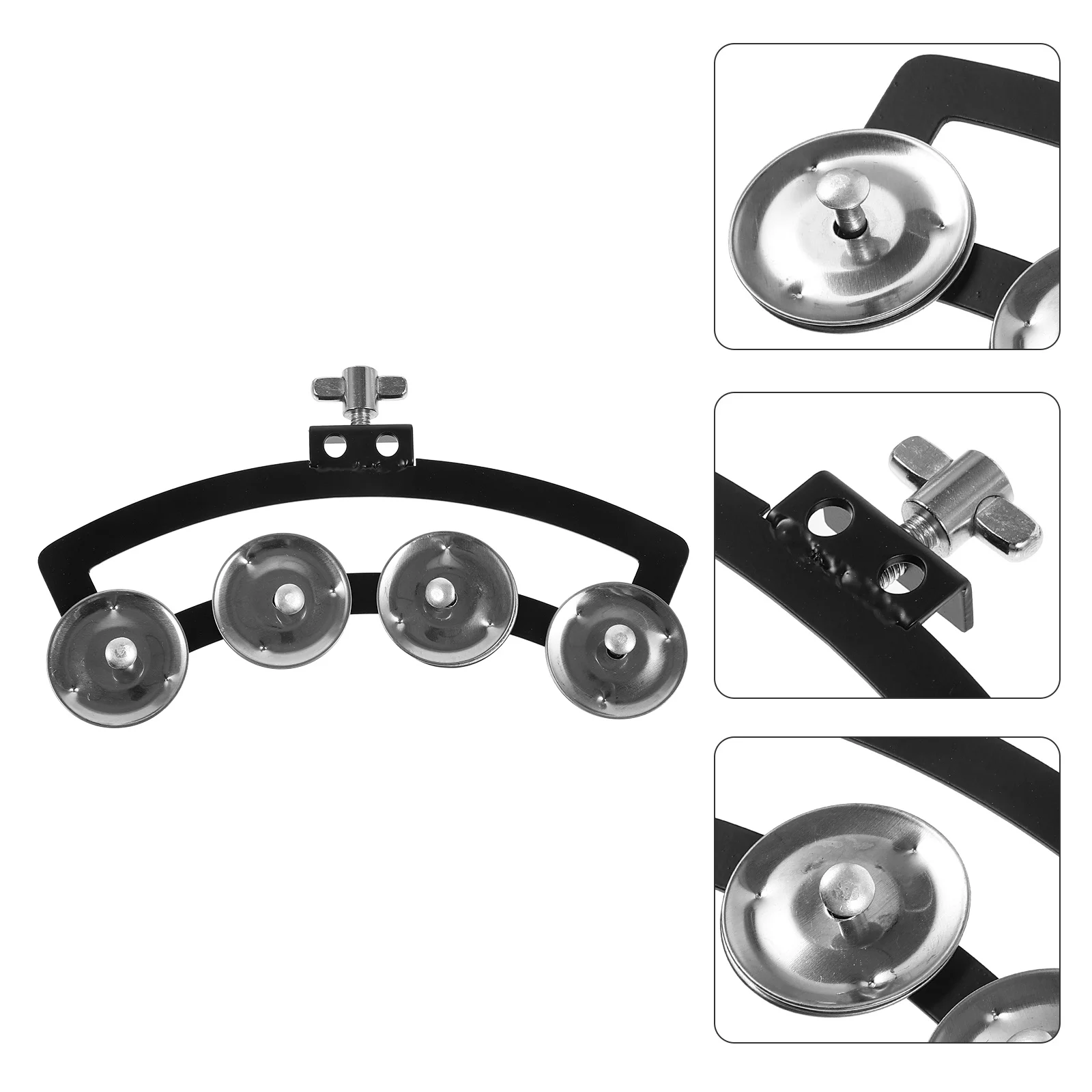 

Sturdy Drum Mount Tambourine Bright Sounding Hand Bell Instrument For Beginners Smooth Edges Easy Installation Party Music