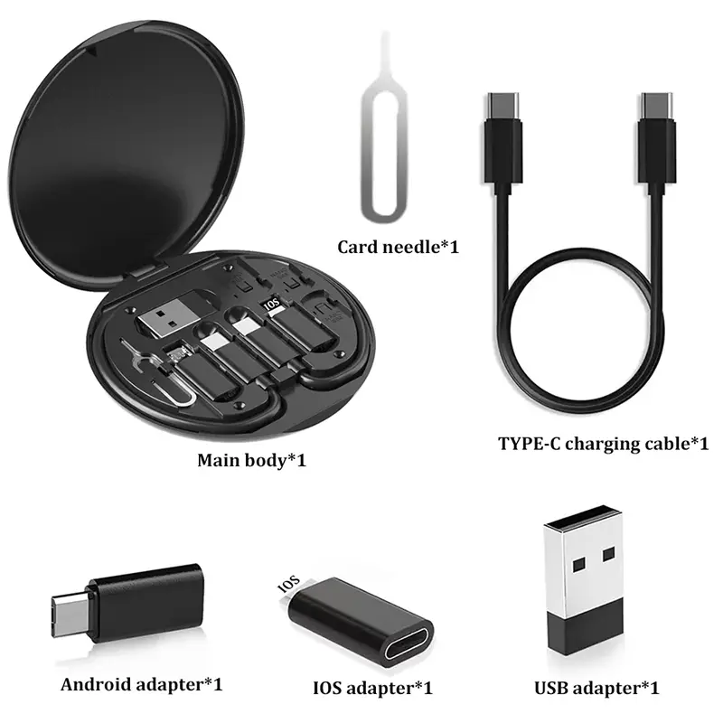 مجموعة كابلات شحن متعددة USB Type C إلى C 60W، مجموعة تحويل USB C إلى Lightning، USB A وType C إلى Micro/Type C/Lightning - 6