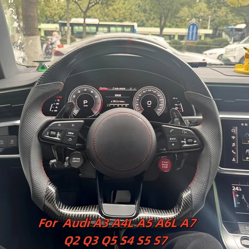 

Car Steering Wheel Carbon Fiber Custom Made Leather For Audi A3 A4L A5 A6L A7 Q2 Q3 Q5 S4 S5 S7 Car Interior Accessories