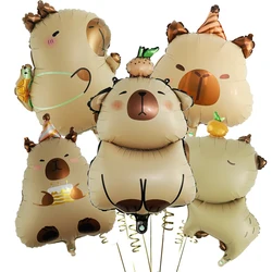 5pcs Cartoon Capybara Aluminium Film Balloon Set Cute Kapibala Children Birthday Party Decors Supplies Baby Shower Air Globos