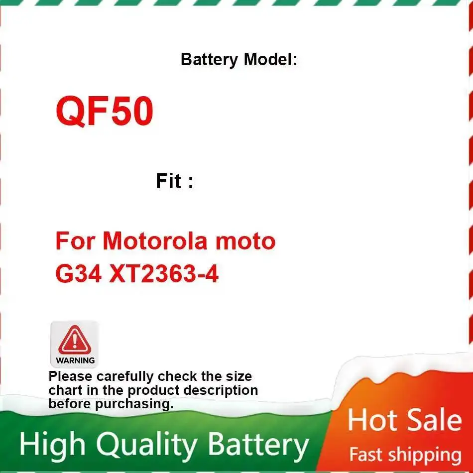 قسط استبدال QF50 لموتورولا موتو G34 XT2363-4 5000Mah شحن سريع بطارية الهاتف المحمول