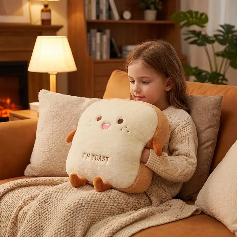35cm Plush Bread Pillow Soft Toast Simulation Food Doll Warm Hand Cushion Home Decor Cute Kids Toy Birthday Gift