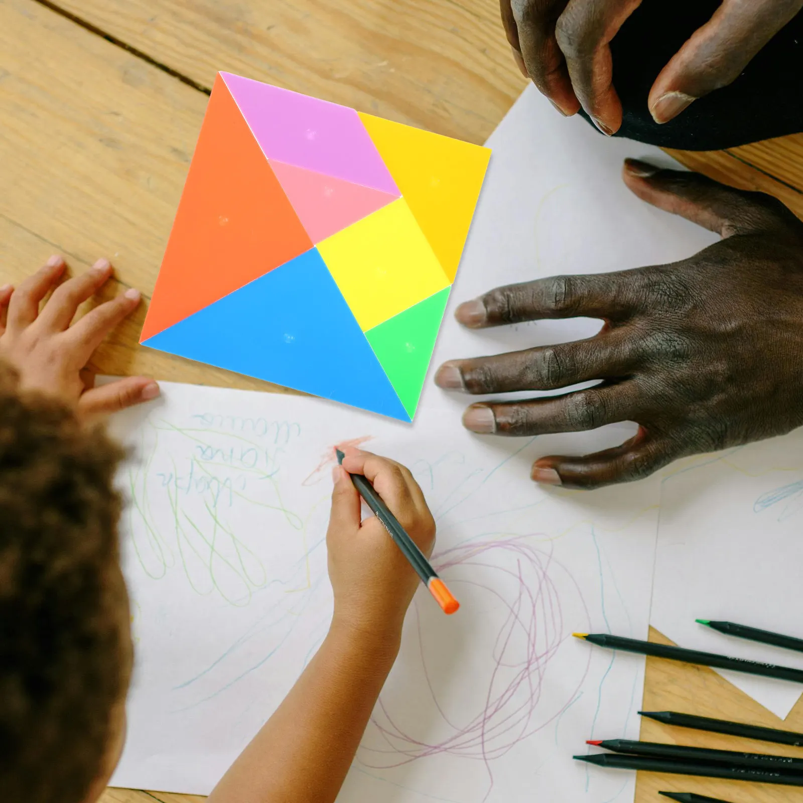 

1Set Tangram Puzzle Colorful Plastic Large Pieces Learning Aid for Kids Creativity Spatial Awareness Cognitive Development