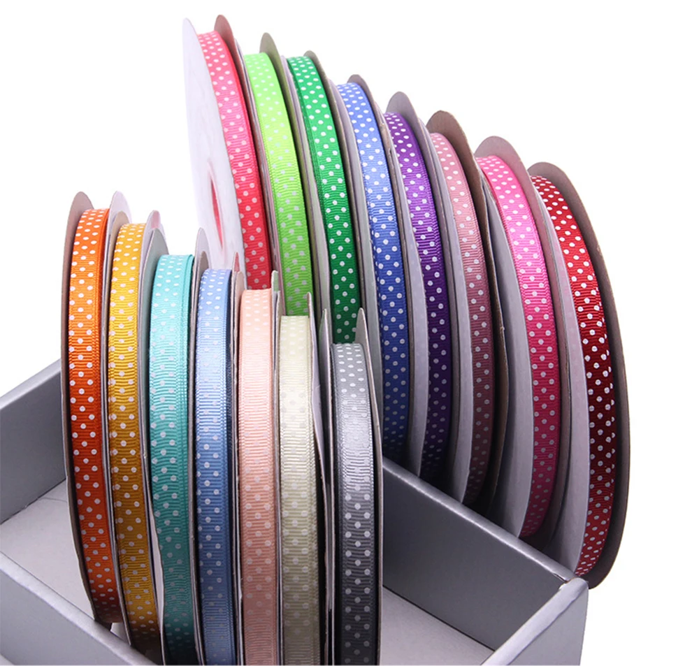 5 Yards 2022 neue gepunktete gerippte Bänder, zum Verpacken von DIY-Geschenken, Hochzeitsdekoration, handgefertigte Puppen, Basteln, 1 cm/0,39 Zoll Breite – Detail 9