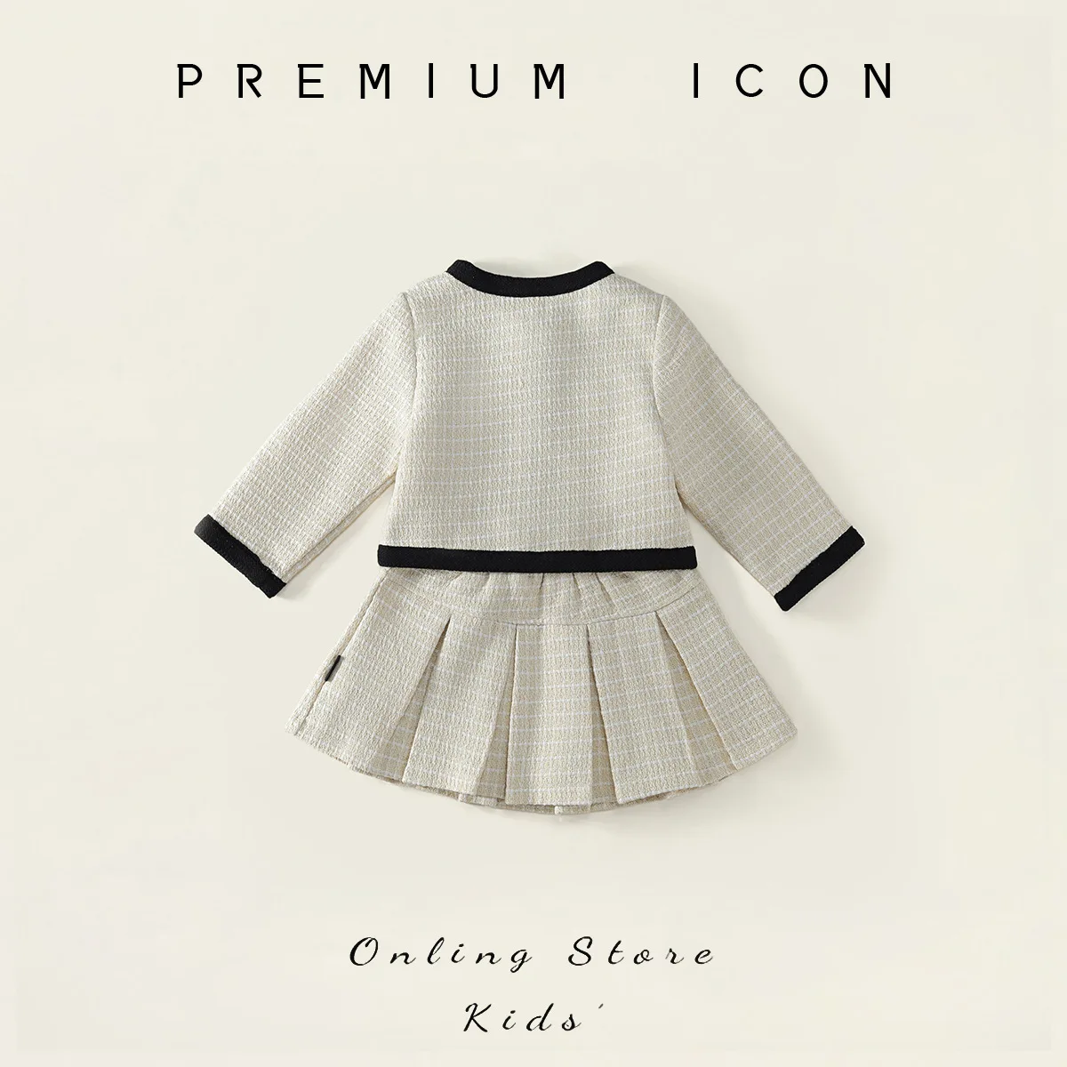 مجموعات الأطفال طفل الفتيات الخريف تويد سترة وتنورة مطوي مجموعة الكورية نمط قطعتين الزي الفاخرة المشاهير الرياح #3