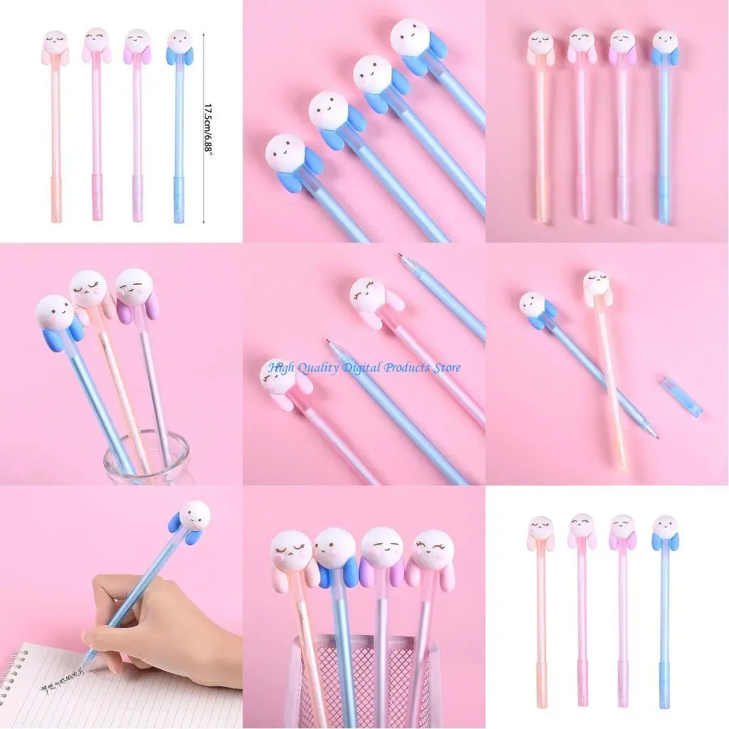 

U2JE Black Gel Pens Cartoon Rabbit Heads School Stationery Rabbit Pens