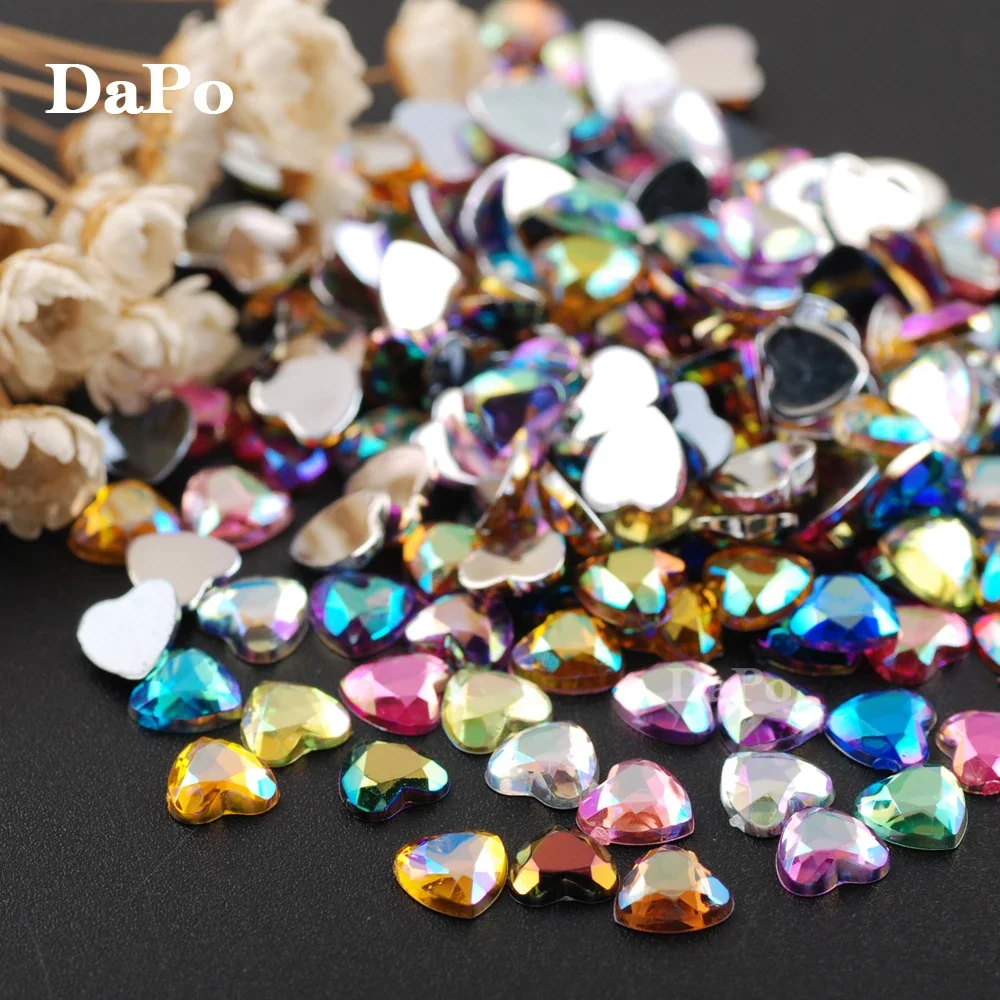 ラインストーン,6mm, 500個,ハート型クリスタル,フラットバック,透明アクリル,ウェディングジュエリー