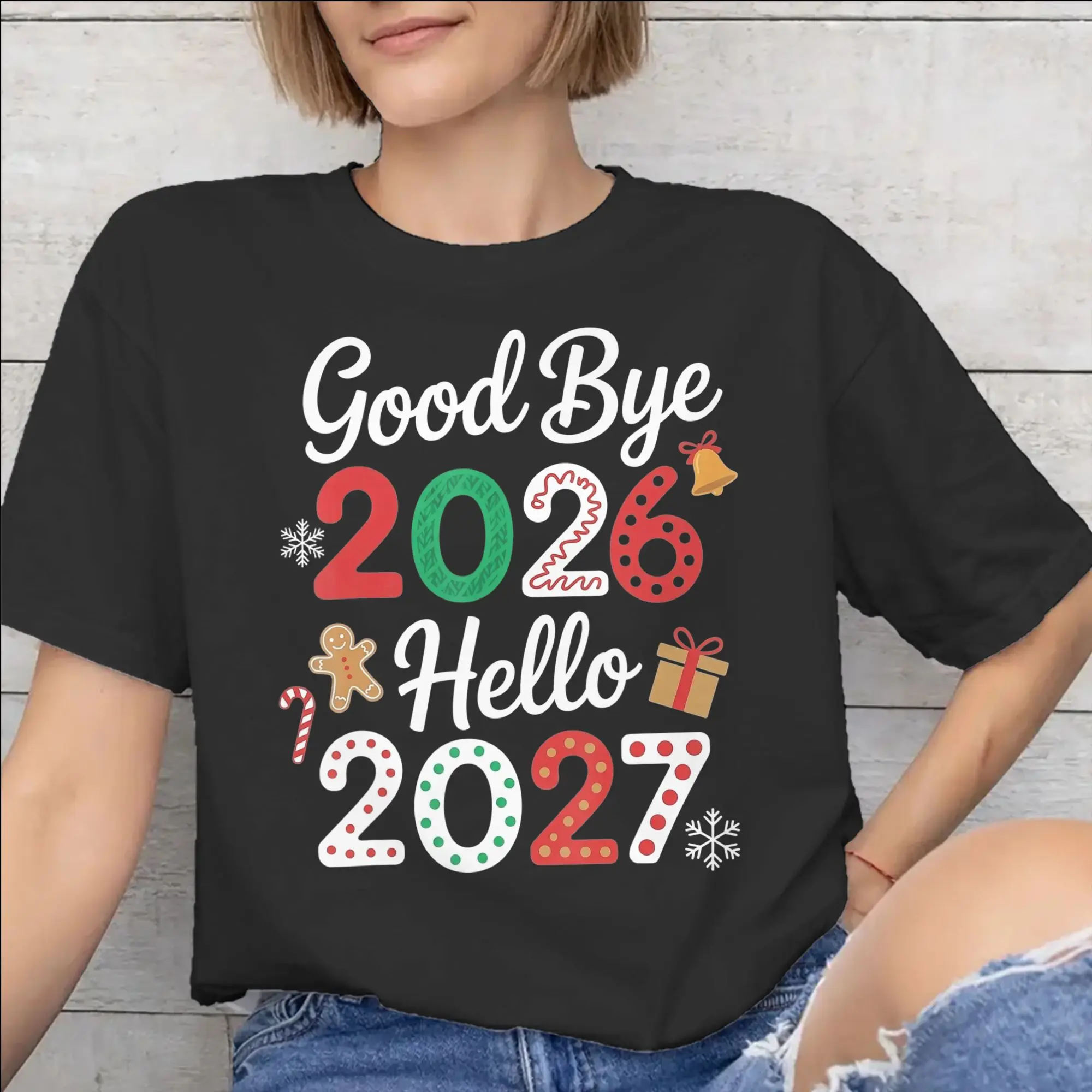 Graphic Printing Good Bye 2026 Hello 2027 T Shirt for Men Women  Cotton T-shirts Short Sleeve Clothes